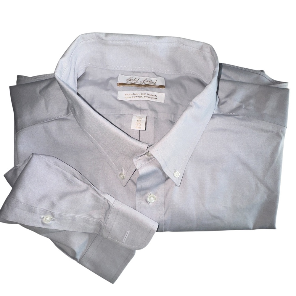 Golden Label Roundtree & Yorke Neck 19 Light Grey Dress Shirt